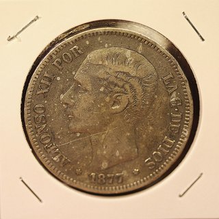 5 Pesetas Plata 1877 Alfonso XII