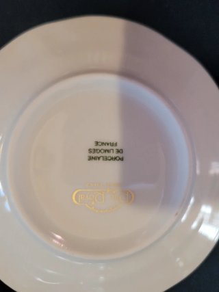 Coppia posacenere di Limoges  con rose blu e oro
