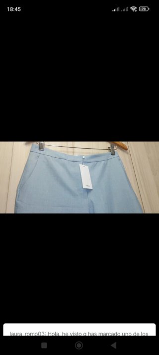 Pantalón Mango T.36 Azul Claro