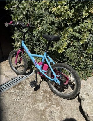 Bicicleta infantil azul y rosa