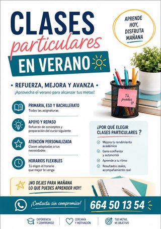 Clases particulares de verano Refuerzo y apoyo
