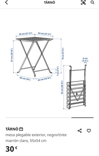 Mesa Plegable Exterior Madera Blanca y Patas Metal