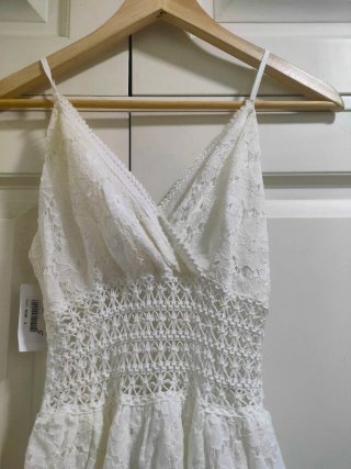 DAPHNE - Vestido largo blanco de encaje