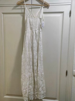 DAPHNE - Vestido largo blanco de encaje