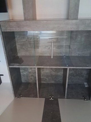 Mueble salón modular moderno blanco y gris