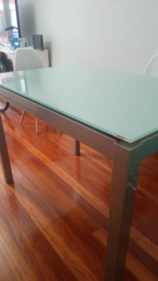 Mesa de cocina cristal y metal extensible