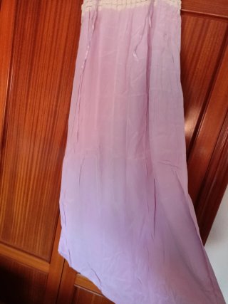 Conjunto camisón y volero rosa y blanco