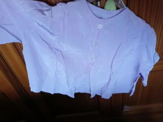 Conjunto camisón y volero rosa y blanco