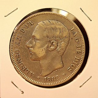 5 PTAS PLATA 1882 Alfonso XII