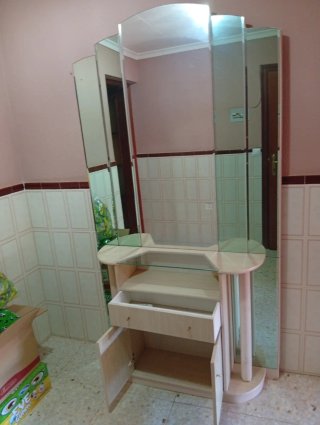 Mueble de salón modular madera y cristal