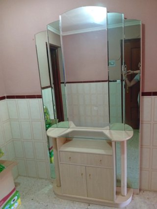 Mueble de salón modular madera y cristal