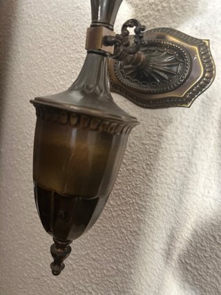 Aplique de pared dorado y transparente