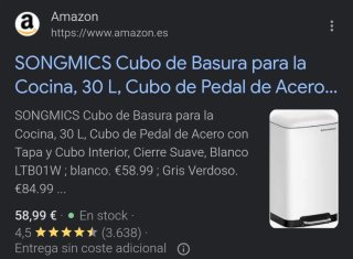 SONGMICS Cubo de Basura para la Cocina 30 Litros