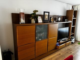 Mueble de salón de madera 395 largo x 150 alto