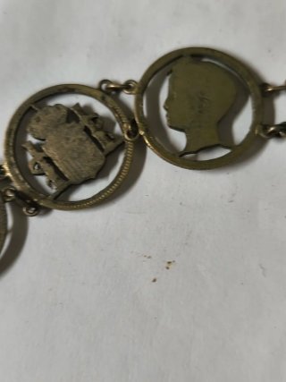 Antigua Pulsera de Plata eslabones con figuras red