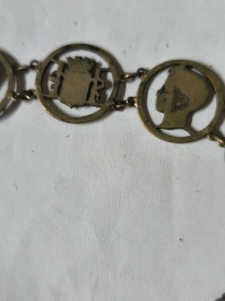 Antigua Pulsera de Plata eslabones con figuras red