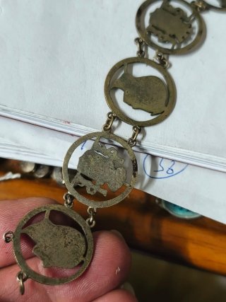 Antigua Pulsera de Plata eslabones con figuras red