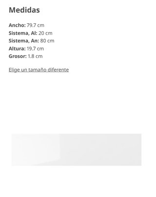 Frente cajón IKEA RINGHULT brillo blanco 80x20 cm