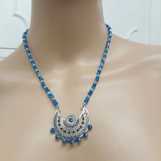 Collana cristallo austriaco pendente acciaio
