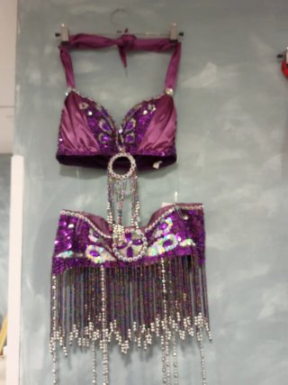 Traje danza oriental morado y plata