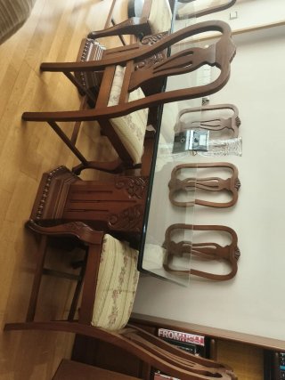 Boisserie Pino Macizo Salón, 6 sillas y mesa