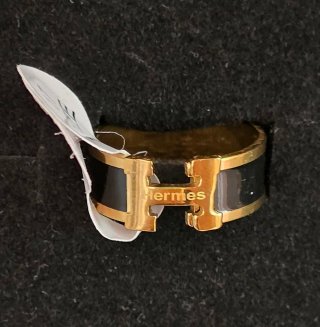 Anillo Hermes H Acero dorado