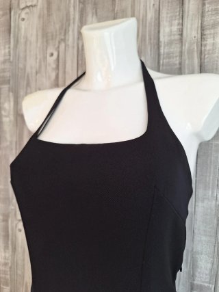 Vestido cóctel negro halter Mango