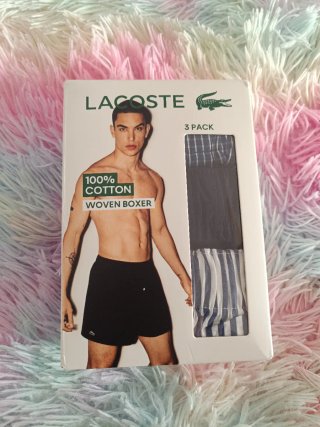 3 Calzoncillos Lacoste Boxer M Rayas Azul Blanco