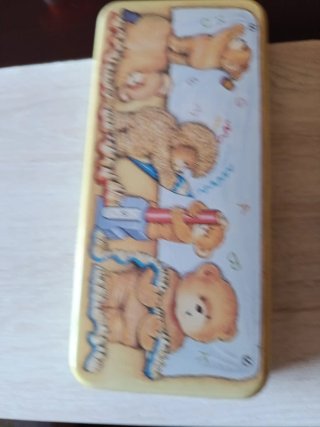 Astuccio vintage in metallo con orsetti anni '80