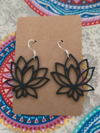 Pendientes Flor de Loto Negros