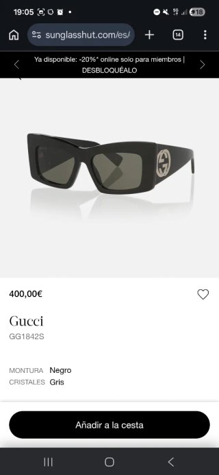 Gafas Gucci GG1842S son originales y nuevas.