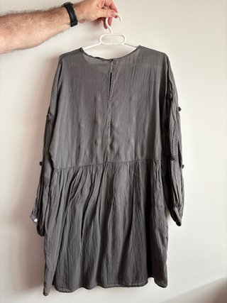 Vestido corto gris de manga larga talla XS