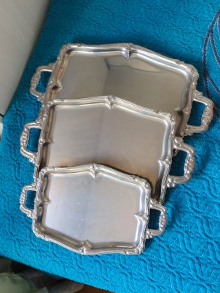 3 Vassoi Metallici Argentati