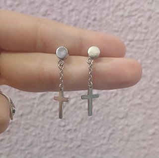 Pendientes Cruz Acero Lotus 398