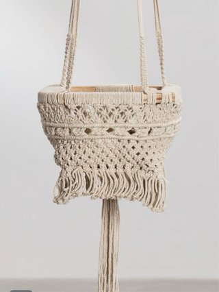 Cesta Colgante Macramé Beige SKLUM
