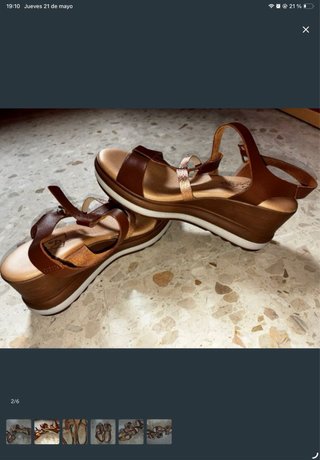Sandalias Marrones y Doradas Mujer