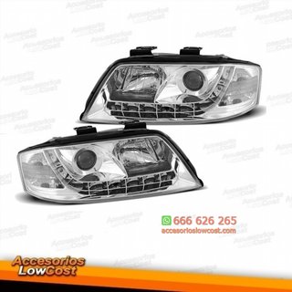 FAROS LUZ DIURNA LED AUDI A6 4B (97-01). CROMO