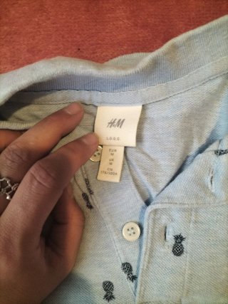 Polo azul con piñas
