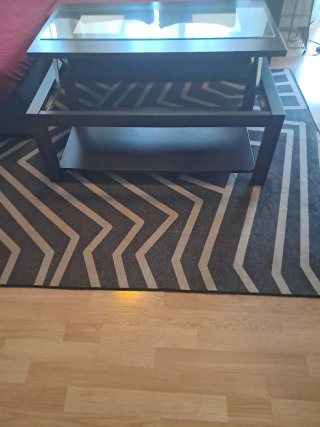 Mesa de centro elevable madera y cristal
