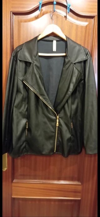 Chaqueta Biker Talla Grande Negra
