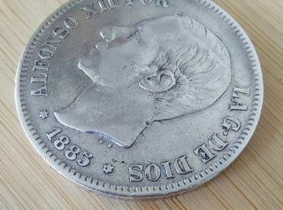 Moneda 5 Pesetas Alfonso XII 1885 Plata