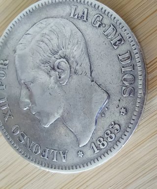Moneda 5 Pesetas Alfonso XII 1885 Plata