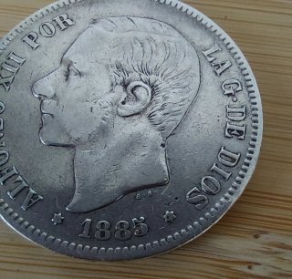 Moneda 5 Pesetas Alfonso XII 1885 Plata