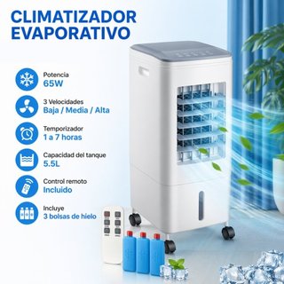 Climatizador Evaporativo 5.5L con Mando 65W