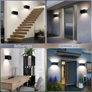 Apliques LED Exterior Negro 20cm 24W 4000K