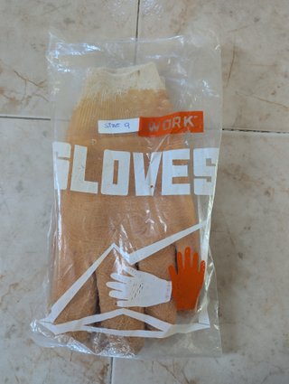 Guantes de trabajo beige y blanco