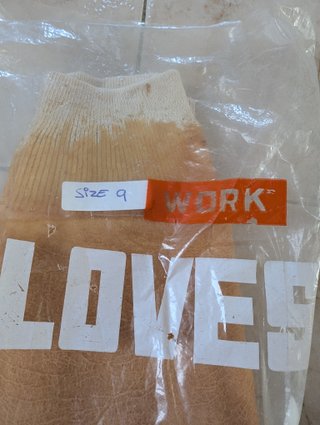 Guantes de trabajo beige y blanco