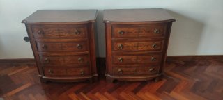 Cama, mesillas,cómoda y espejo marquetería madera