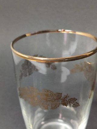 2 Vasos Vintage Flores Doradas
