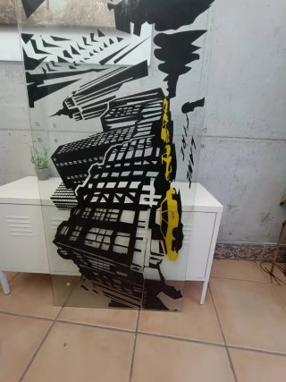 Cristal para mesa con diseño urbano